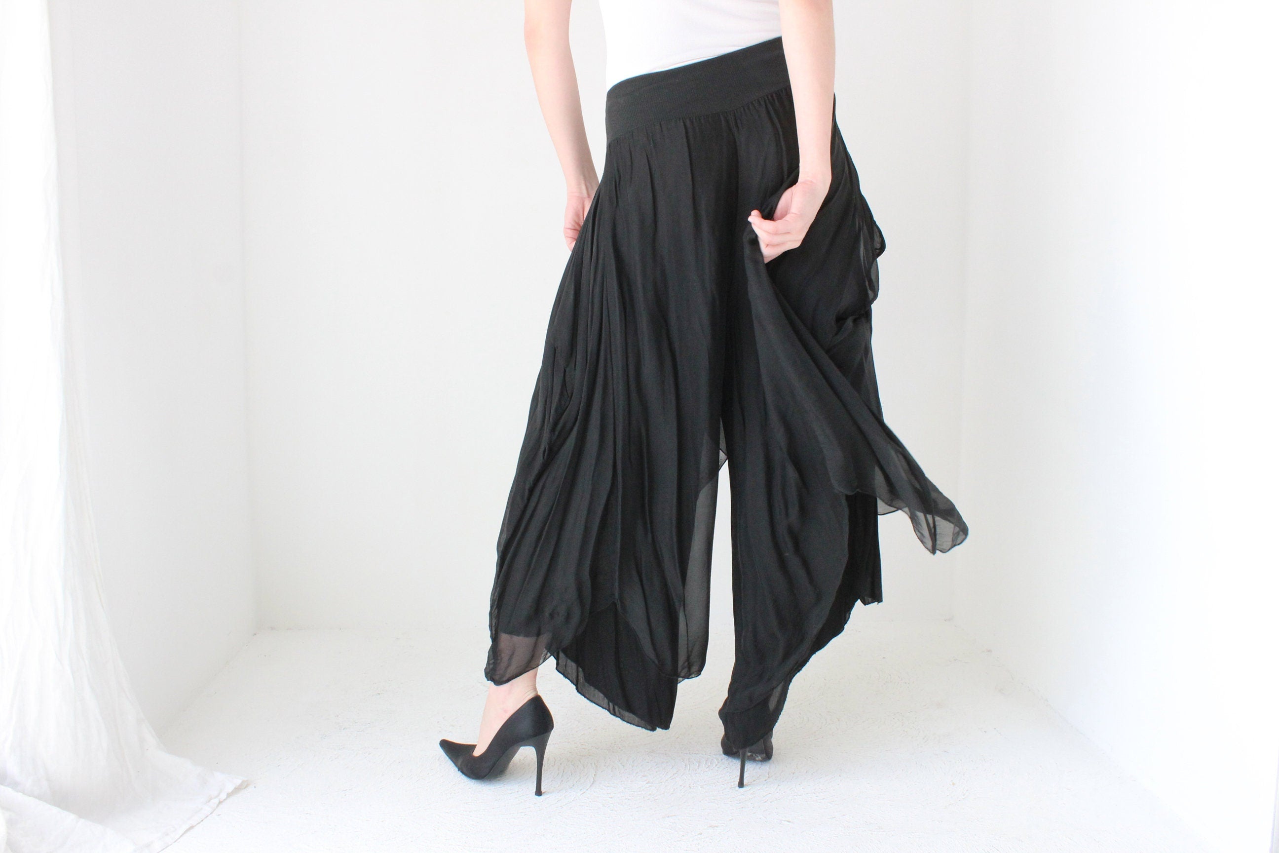 BALLETCORE 90s Italian Silk Layered Pants