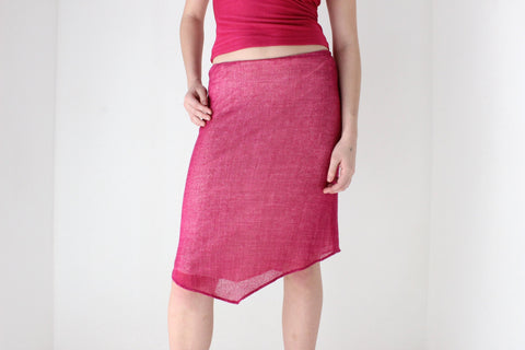 Y2K Bubblegum Knit Stretch Knee Length Pointed Hem Skirt