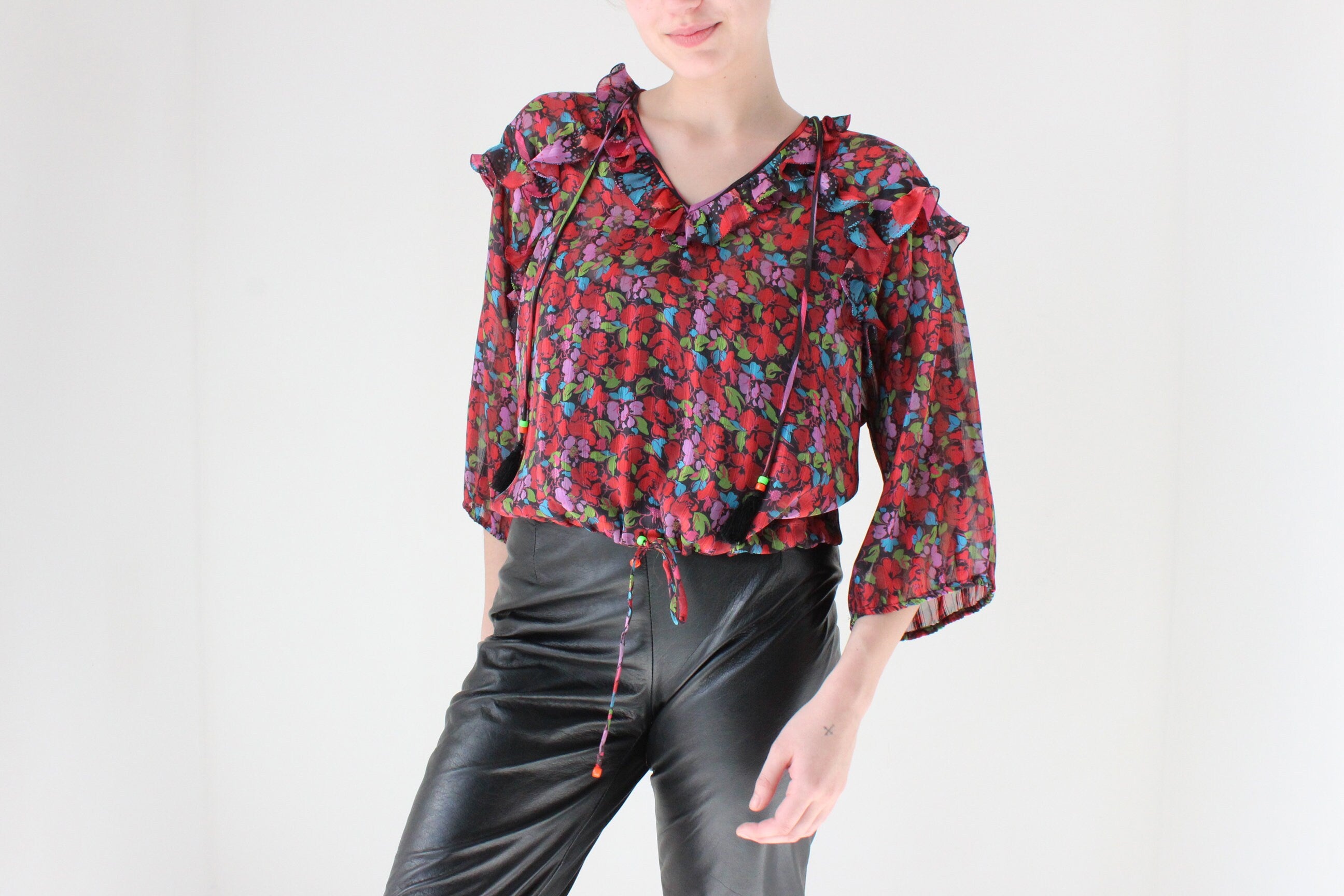 Maximalist 80s Diane Fres Georgette Ruffle Blouse