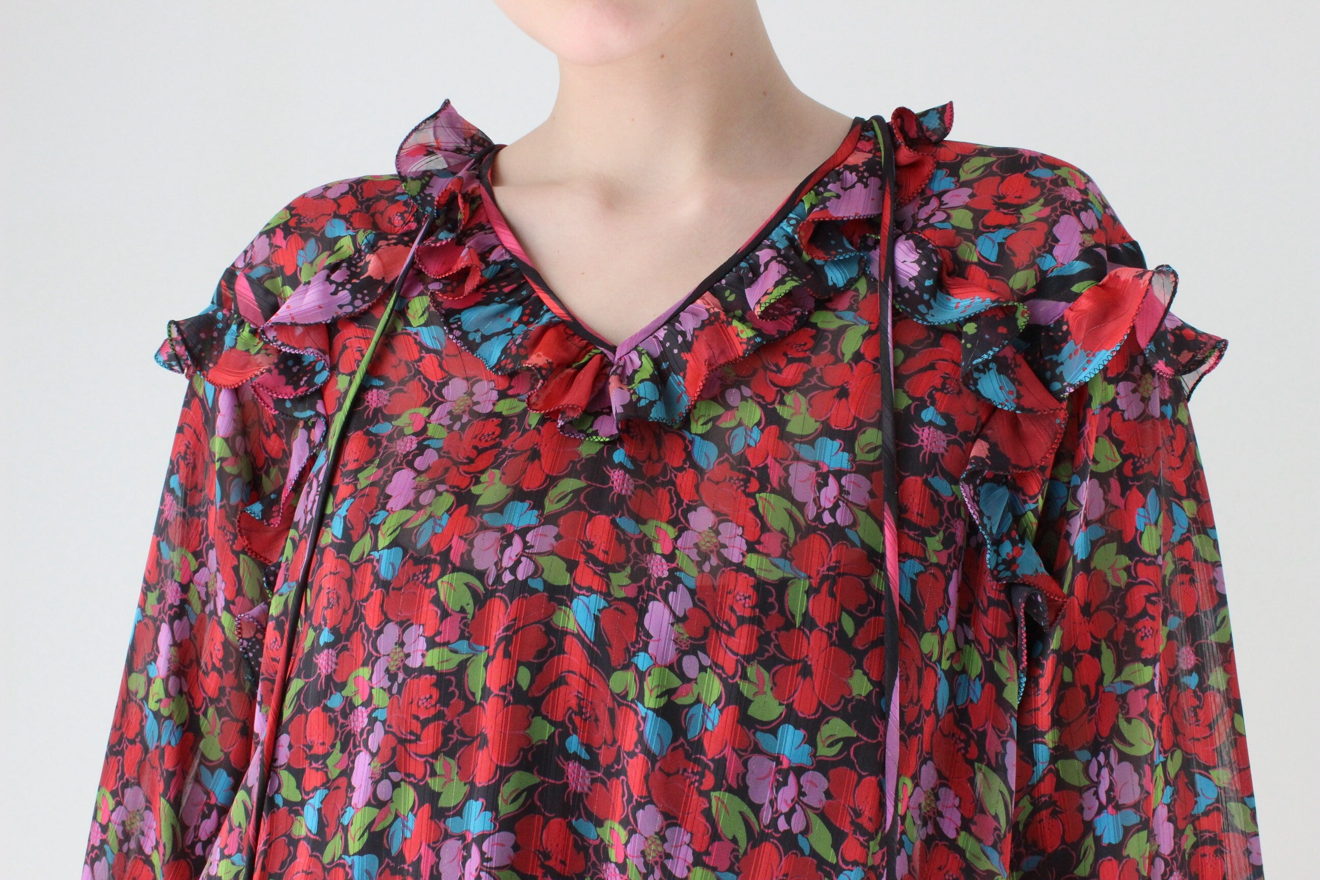 Maximalist 80s Diane Fres Georgette Ruffle Blouse