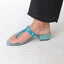 Y2K Sequin & Metallic T-Bar Low Heeled Sandals ~ Euro 40
