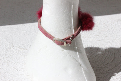 Weird & Wonderful Fluffy Rabbit Fur Pom Pom Choker Collar