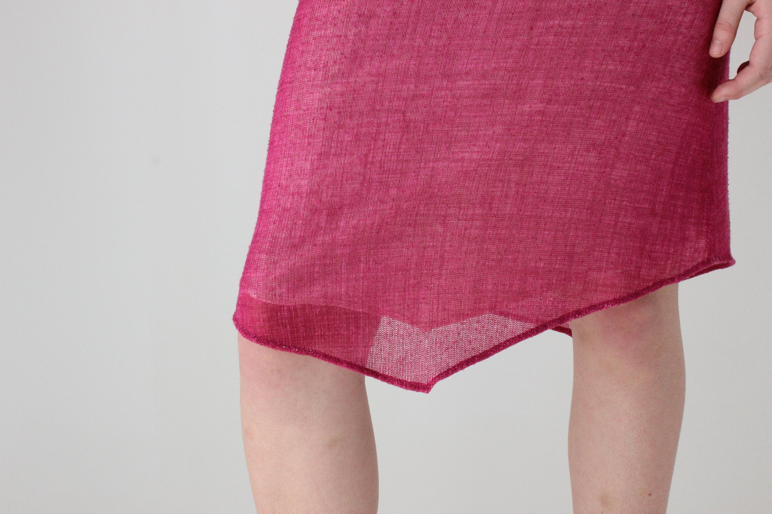 Y2K Bubblegum Knit Stretch Knee Length Pointed Hem Skirt