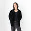 Luxury 80s PURE SILK VELVET Quilted Puffer Bomber Jacket in Jet Black