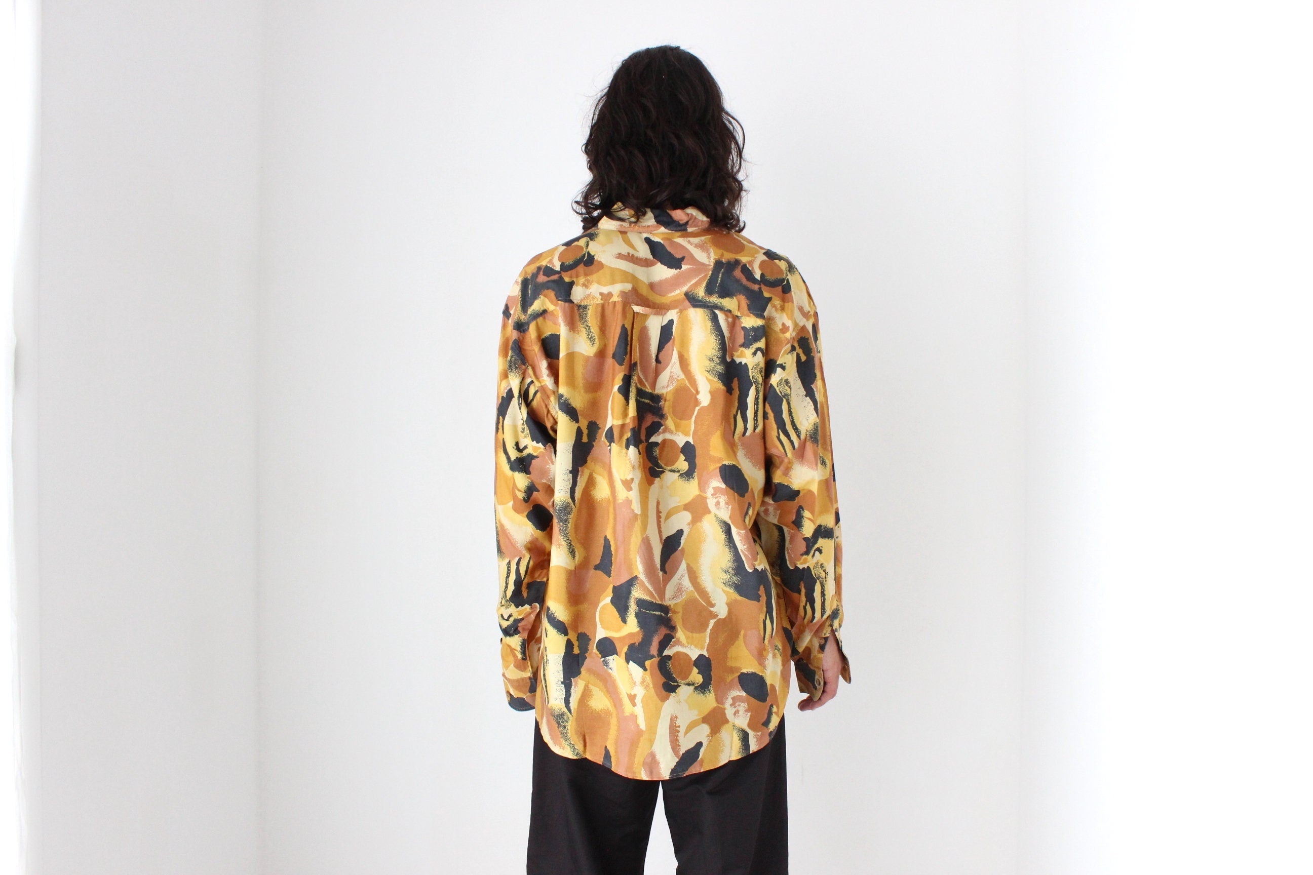 80s PURE FUJI SILK Abstract Print Shirt