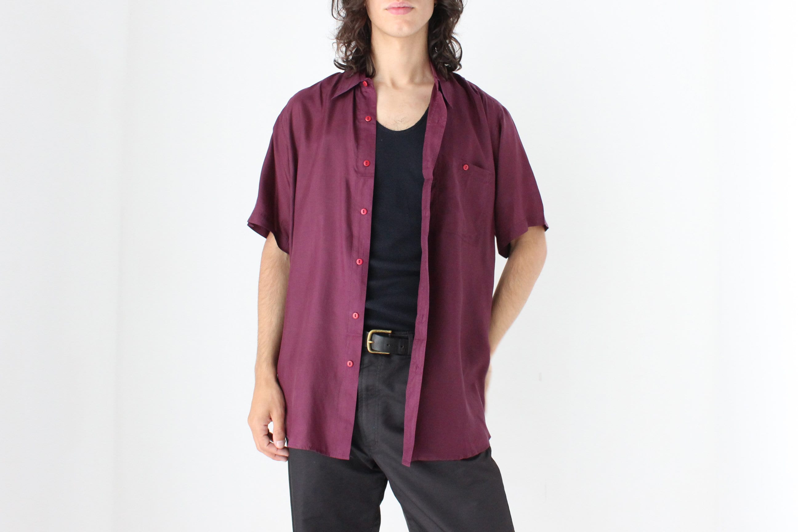 80s PURE SILK Classic Boxy in Aubergine