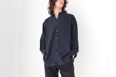 90s PURE FUJI SILK Relaxed Shirt in Midnight Blue