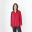 90s Textured Pure Silk Relaxed Shirt in Burgundy