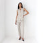 90s Minimal Beige Linen Waistcoat & Trouser Set