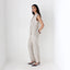 90s Minimal Beige Linen Waistcoat & Trouser Set