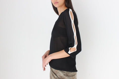 2000s Monochrome Cut Out Knit Top