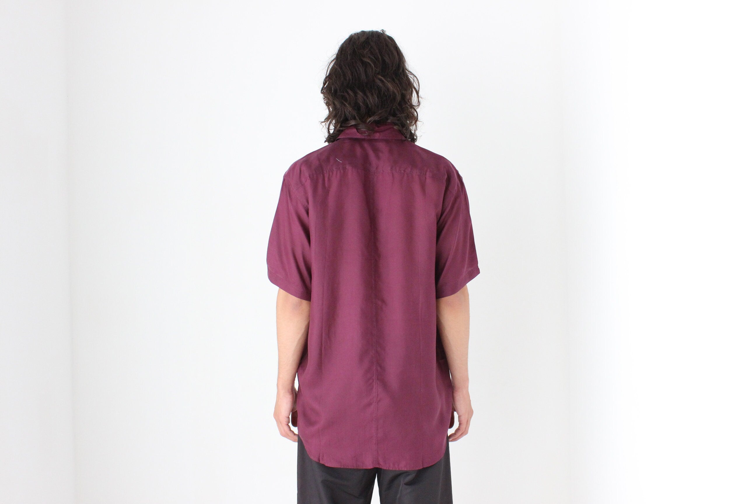 80s PURE SILK Classic Boxy in Aubergine