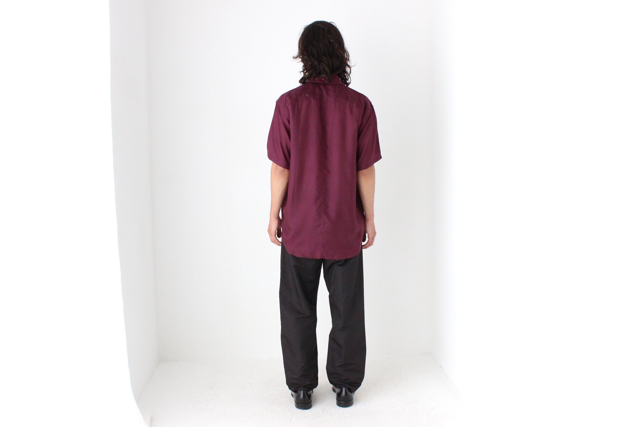 80s PURE SILK Classic Boxy in Aubergine