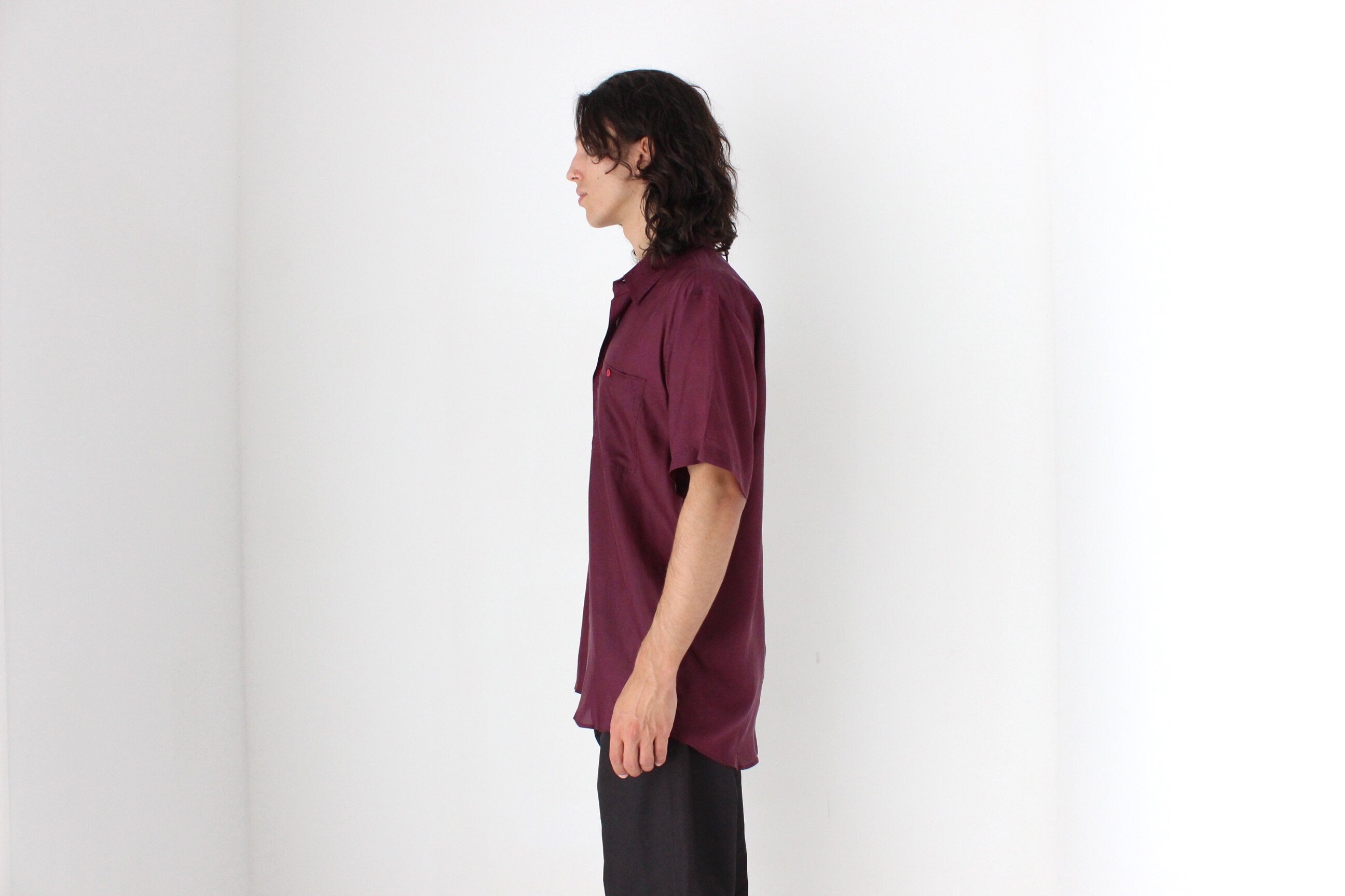 80s PURE SILK Classic Boxy in Aubergine