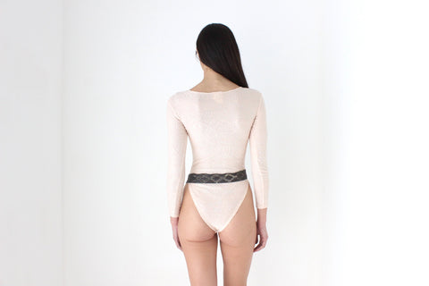 90s Textured Palest Pink Long Sleeve Bodysuit