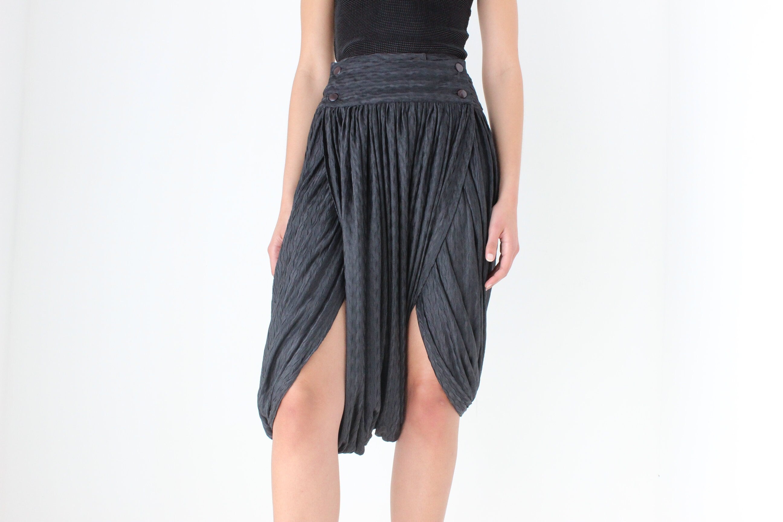 80s Avant Garde Spanish Designer Draped Bubble Pants / Skirt