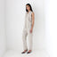90s Minimal Beige Linen Waistcoat & Trouser Set