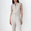 90s Minimal Beige Linen Waistcoat & Trouser Set