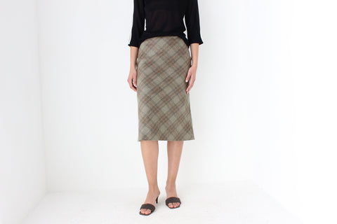 90s Massimo Dutti Mohair & Wool Neutral Tartan Skirt