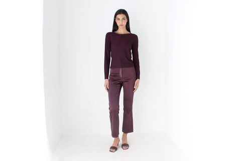 Y2K Italian Made Beautifully Fitted Aubergine Low Rise Bootcut Trousers