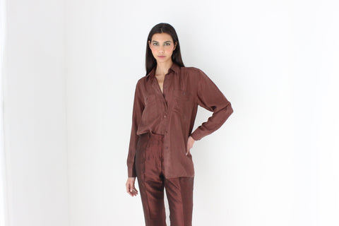 90s Pure Silk Chocolate Relaxed Shirt