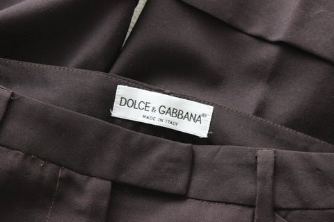 90s Dolce & Gabbana Pure Wool Chocolate Wide Leg Pants