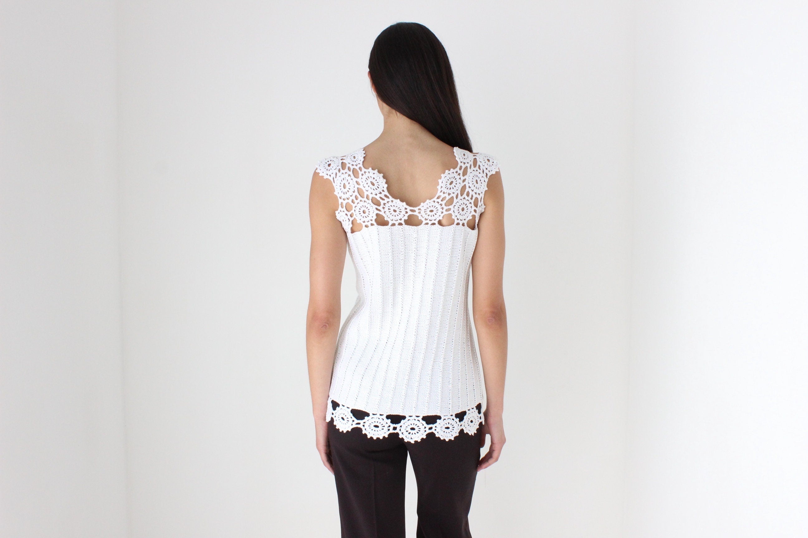 Elevated Vintage 90s Cotton Crochet Knit Top
