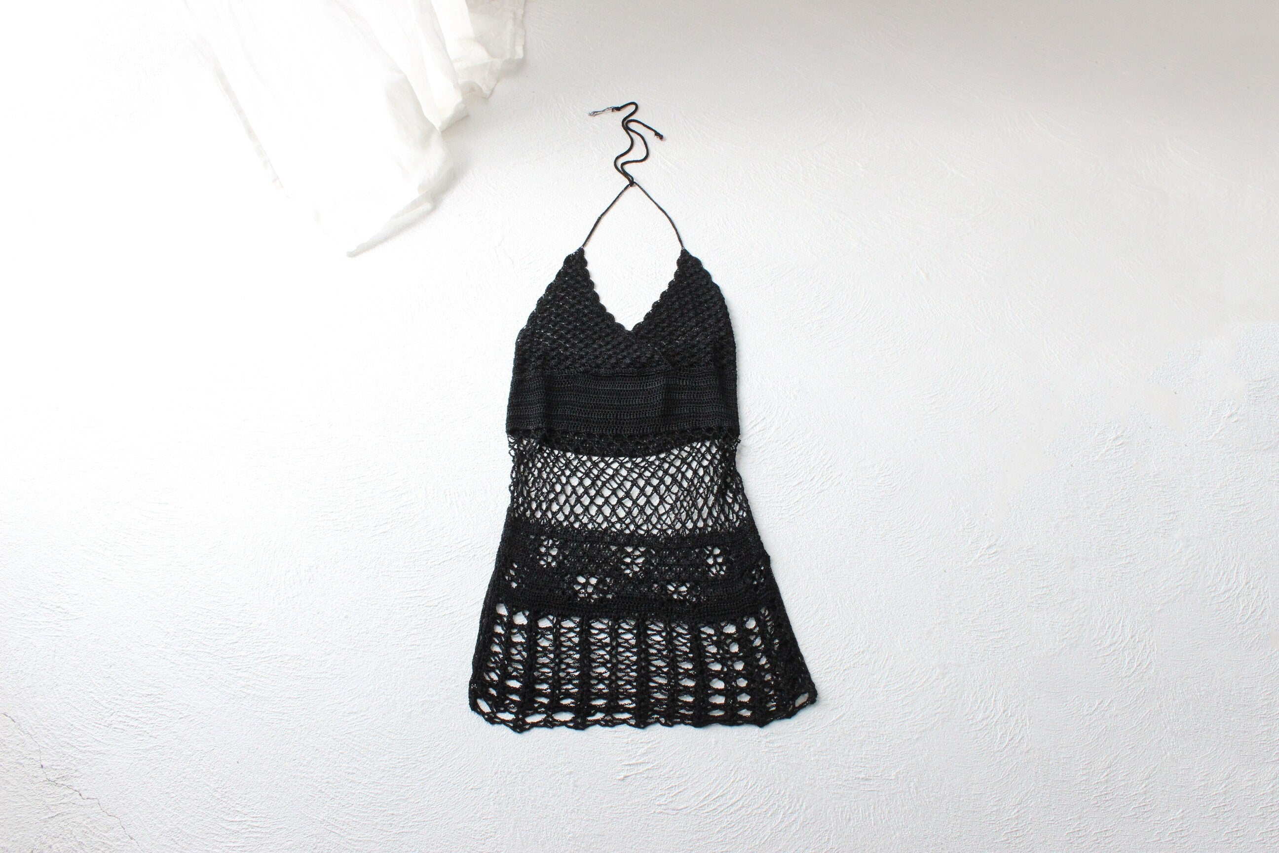 Y2K Crochet Knit Halter Mini / Cover Up