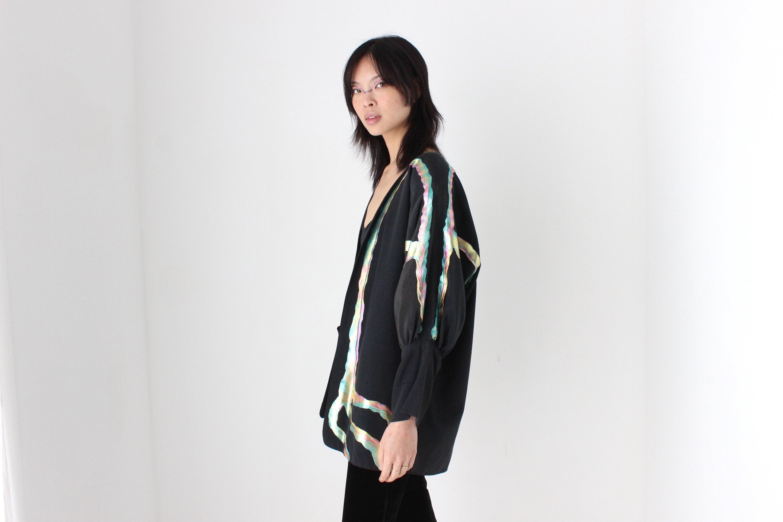 80s Collectible Terry & Toni Hand Painted Batwing Cocoon Kimono Jacket