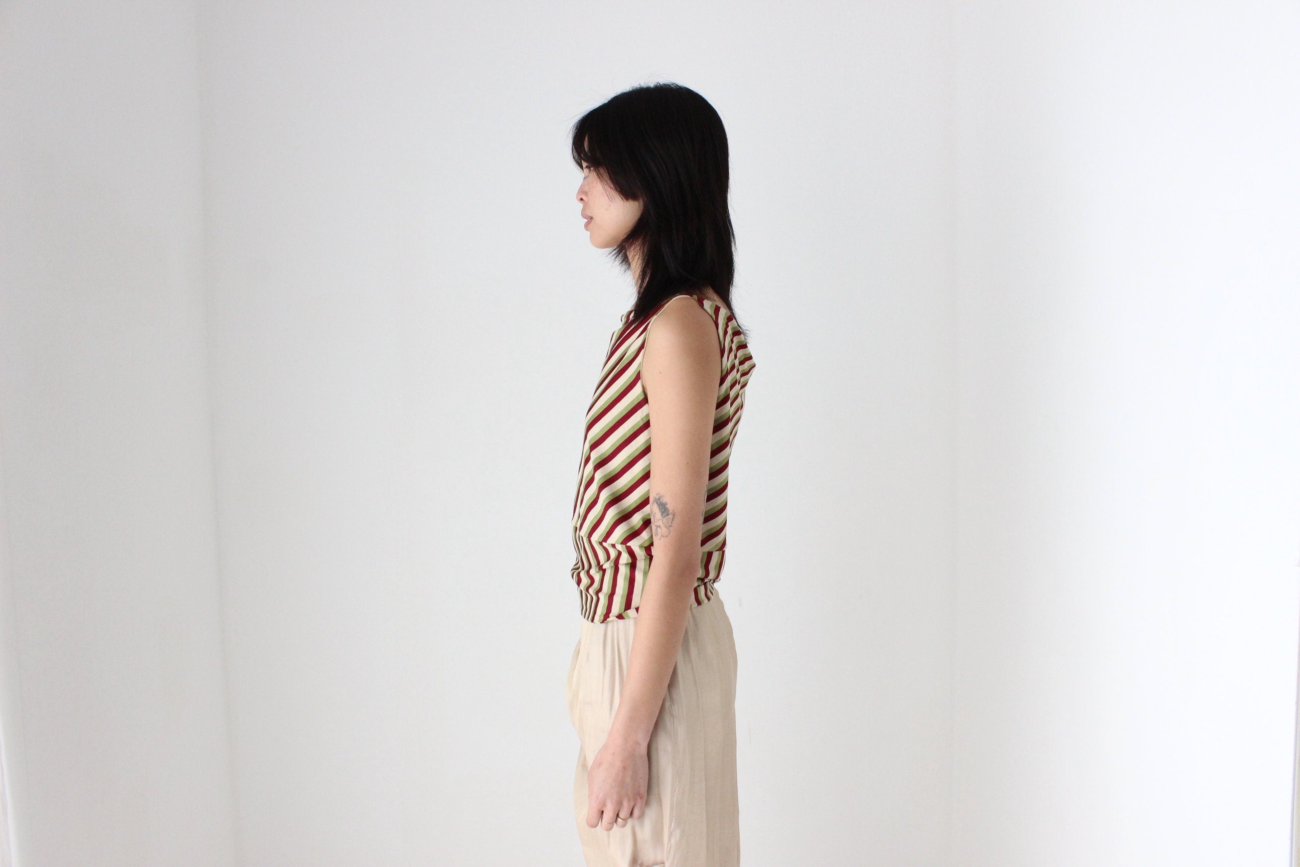 Y2K Slinky Striped High Neck Tank Top by Marcs