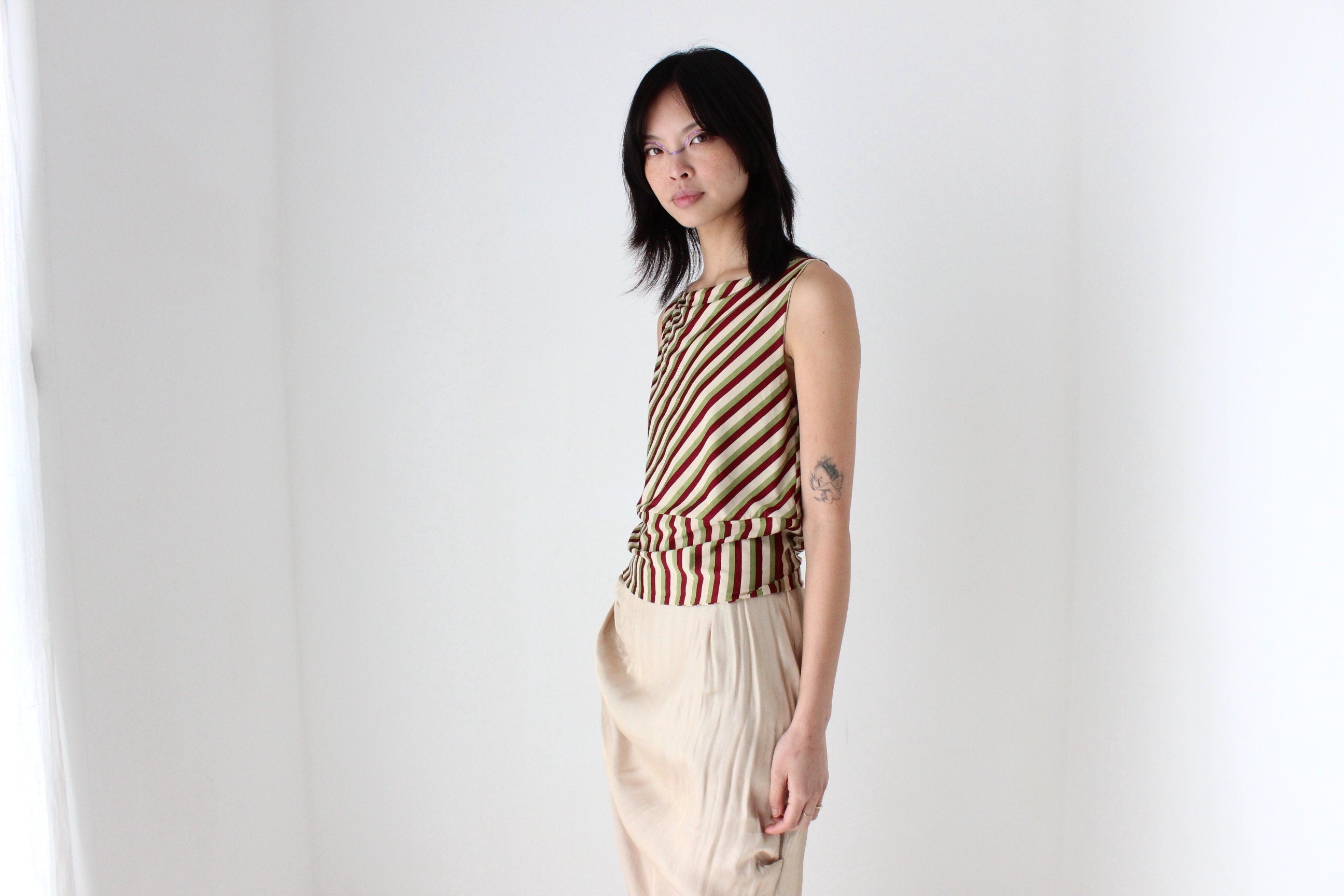 Y2K Slinky Striped High Neck Tank Top by Marcs