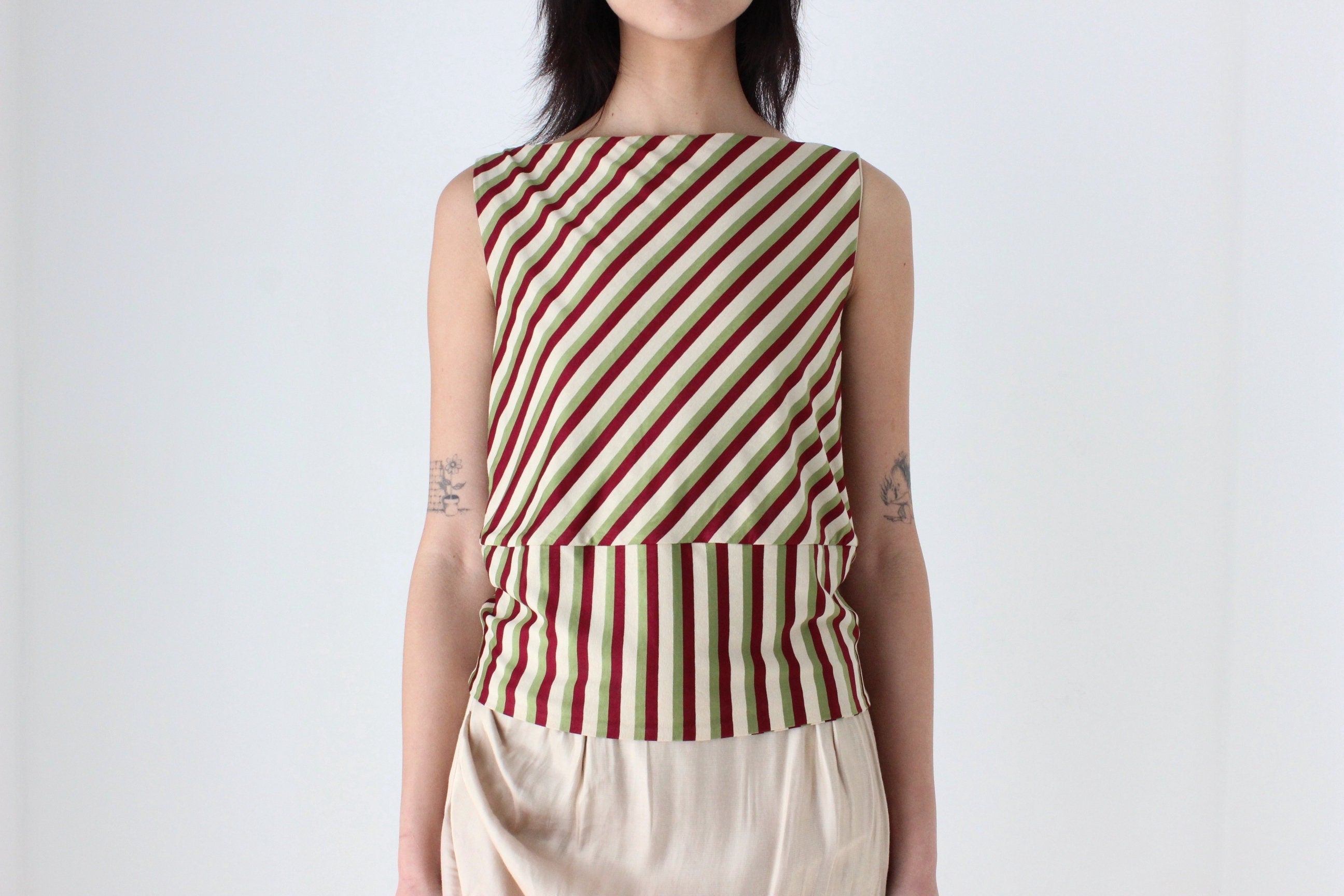 Y2K Slinky Striped High Neck Tank Top by Marcs