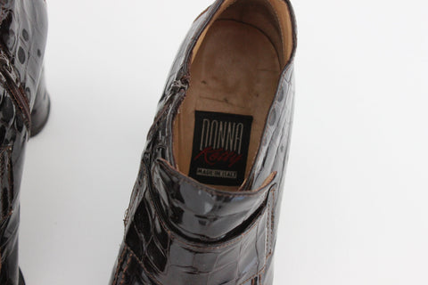 Vintage Italian 90s Mock Croc 'Loafer' Ankle Boots ~ Euro 38