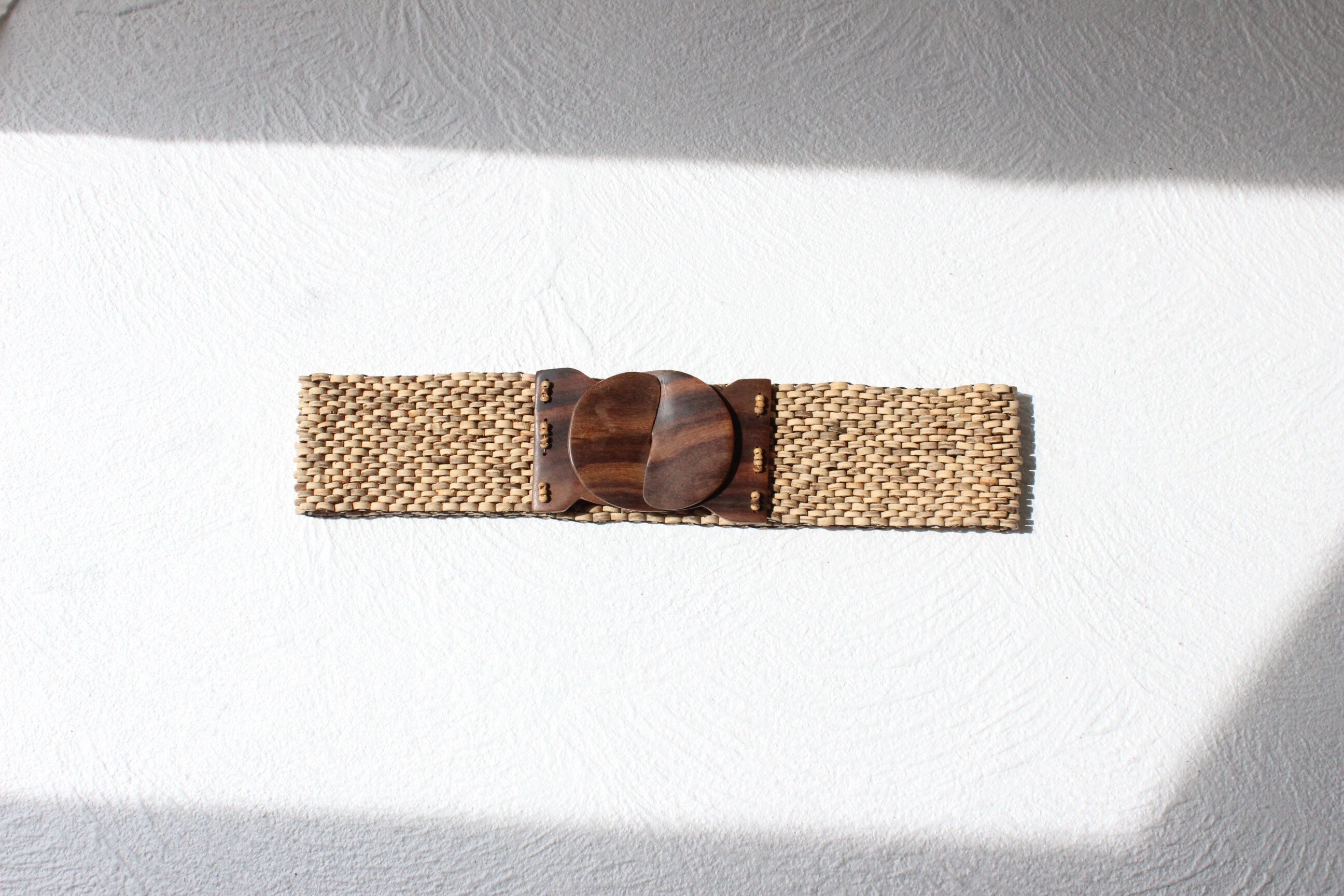 2000s Stretchy Earthy Beaded Thick Woven Belt