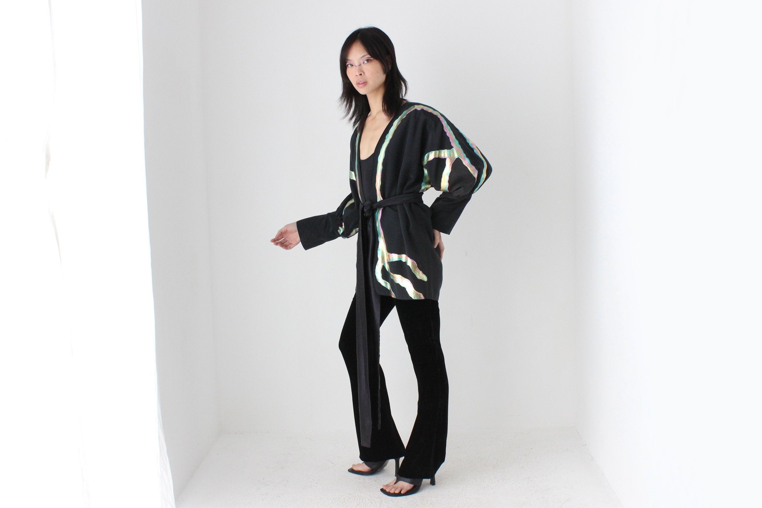 80s Collectible Terry & Toni Hand Painted Batwing Cocoon Kimono Jacket