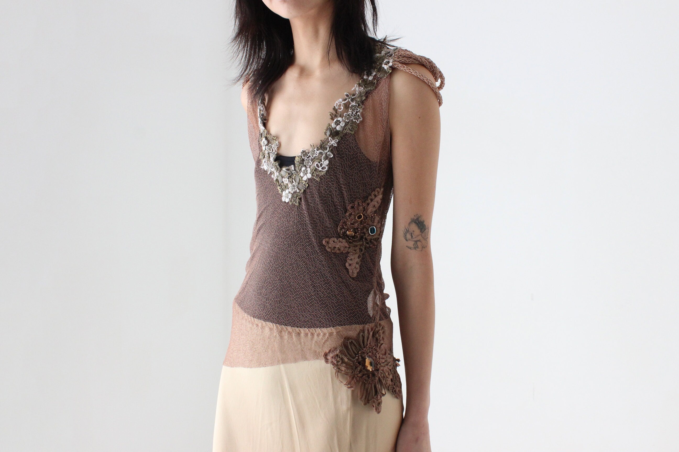 Fabulous Y2K Whimsigoth Fairy Textured 3D Fishnet Top