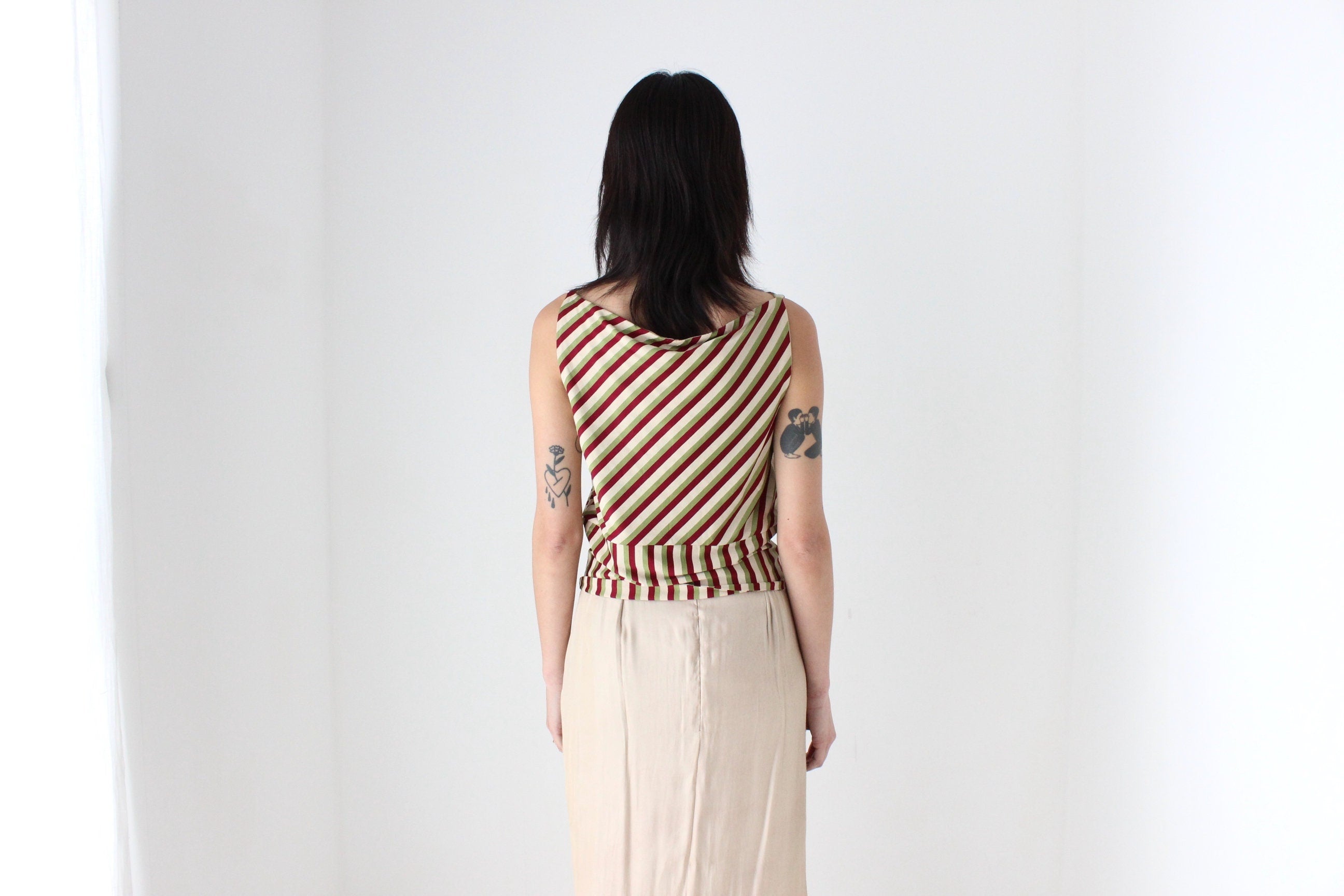 Y2K Slinky Striped High Neck Tank Top by Marcs