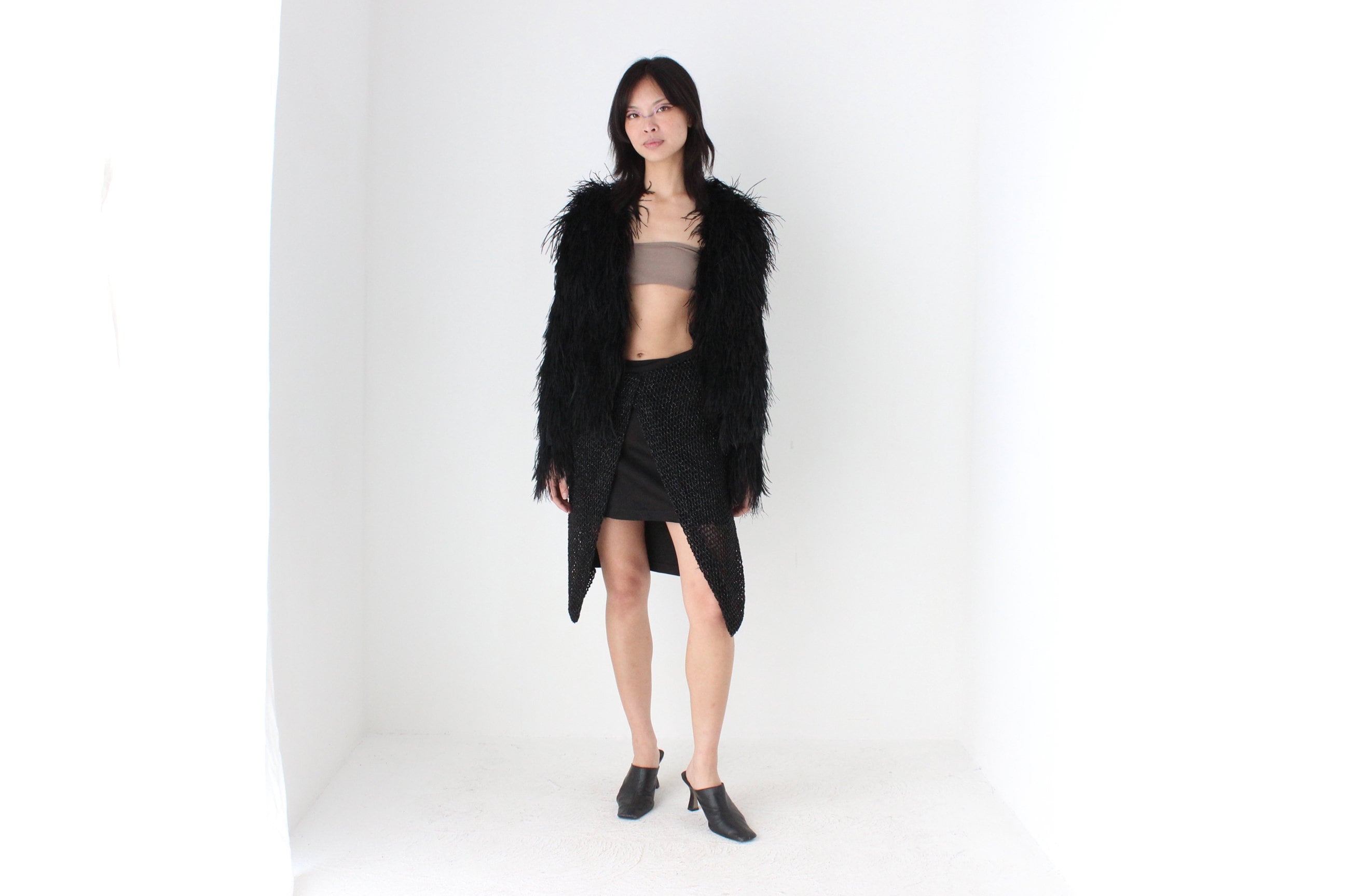 2000s Topshop Full Ostrich Feather Jacket