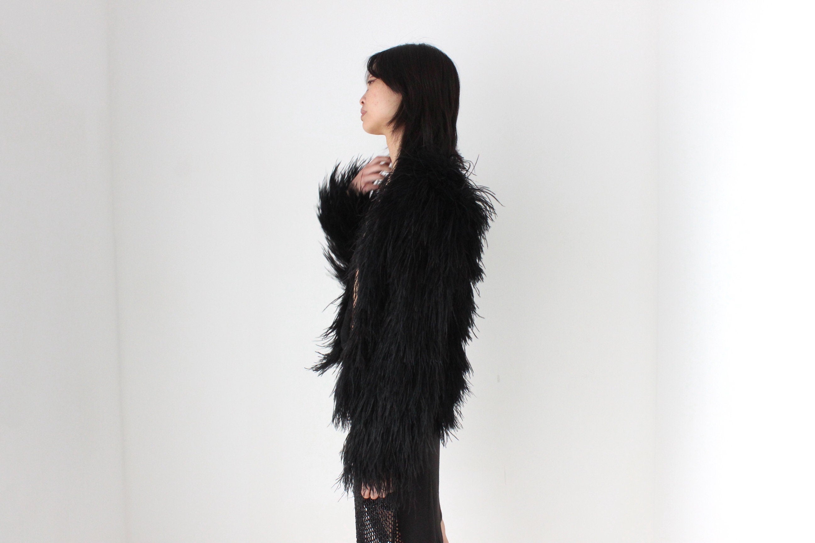 2000s Topshop Full Ostrich Feather Jacket