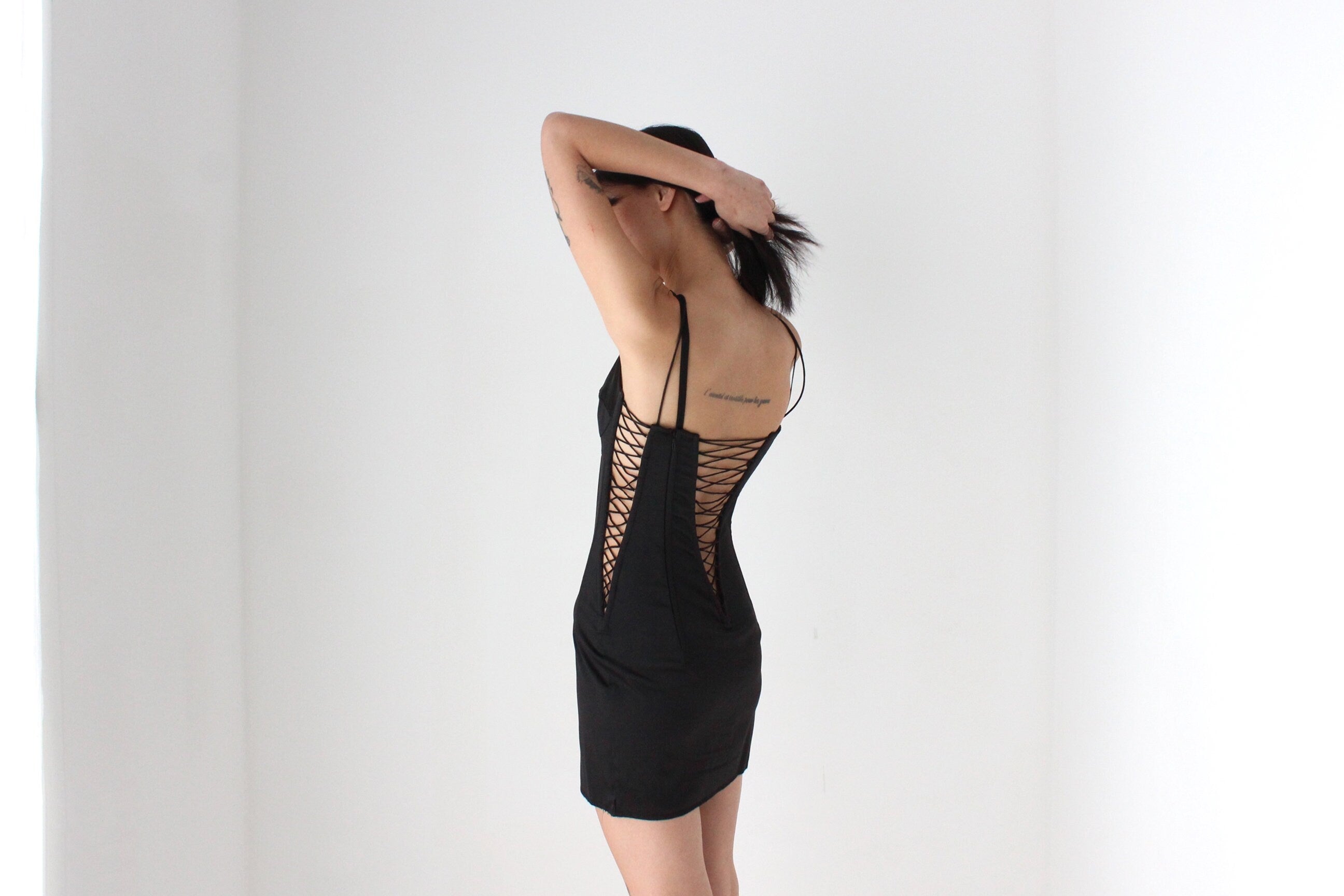 2003 Archival DOLCE & GABBANA Stretch Silk Satin Lace Up Corset Dress