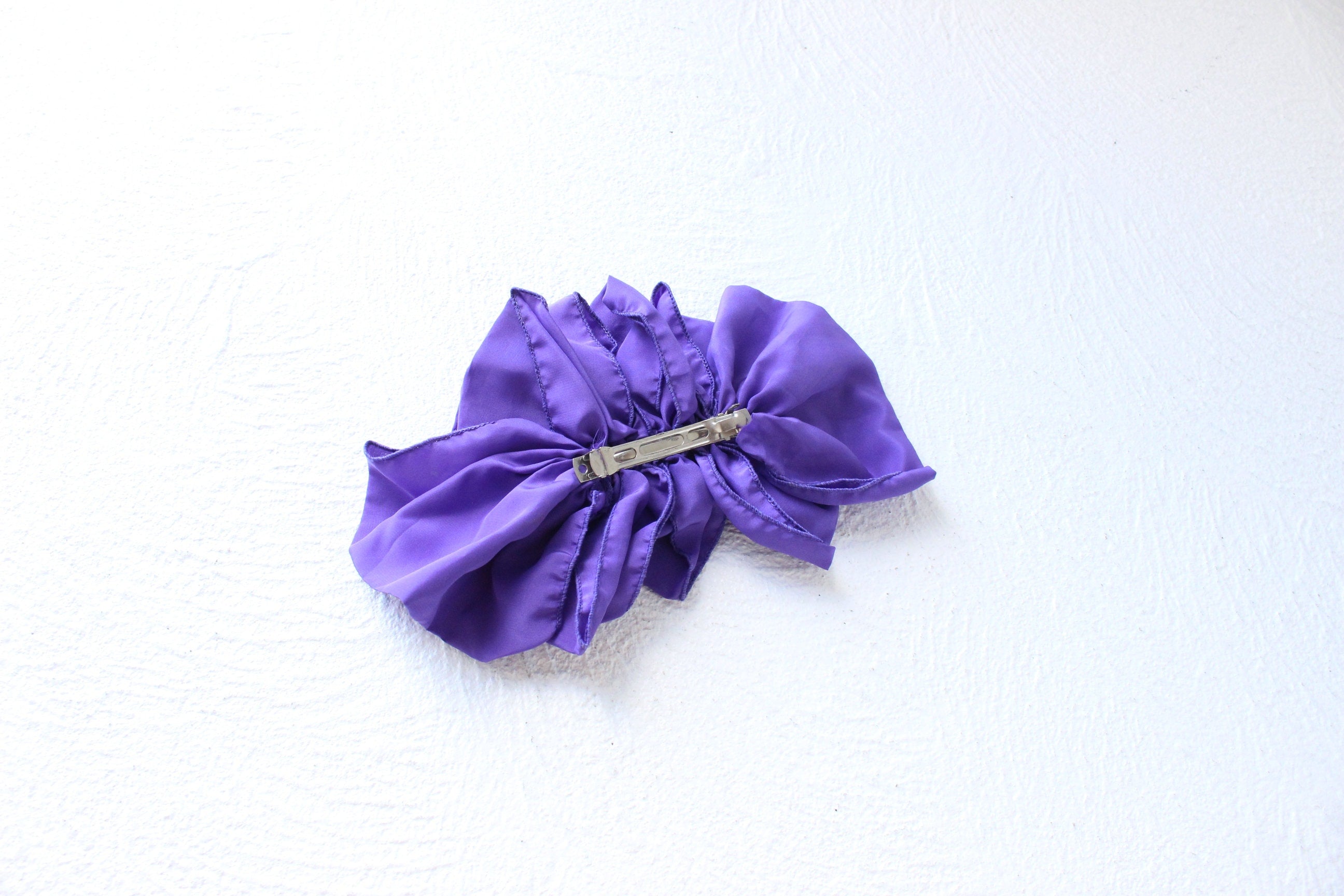 80s Oversized Purple Puffy Bow Hair Clip Barrette