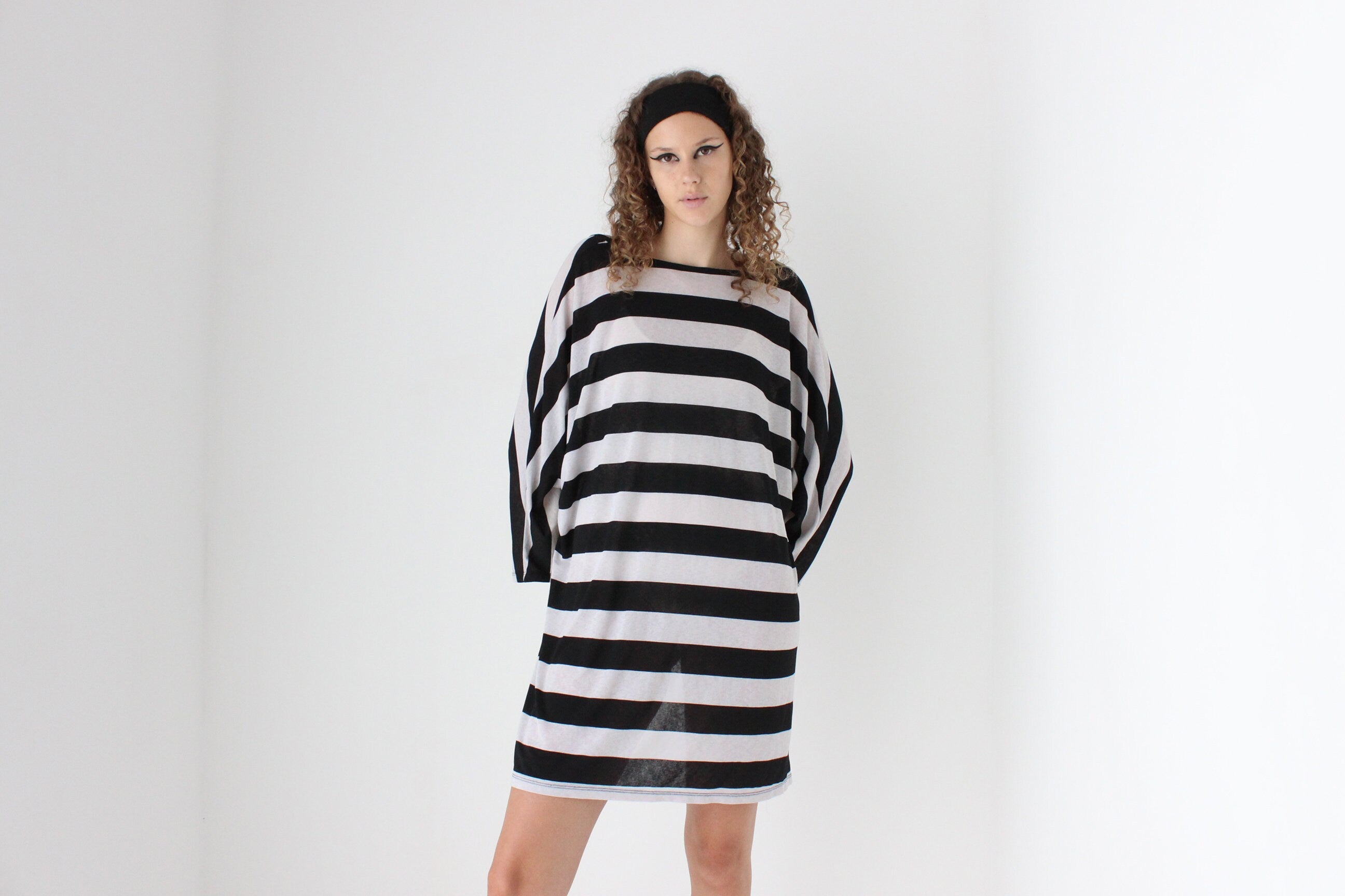 2000s Bold Stripe Mesh Tee Dress