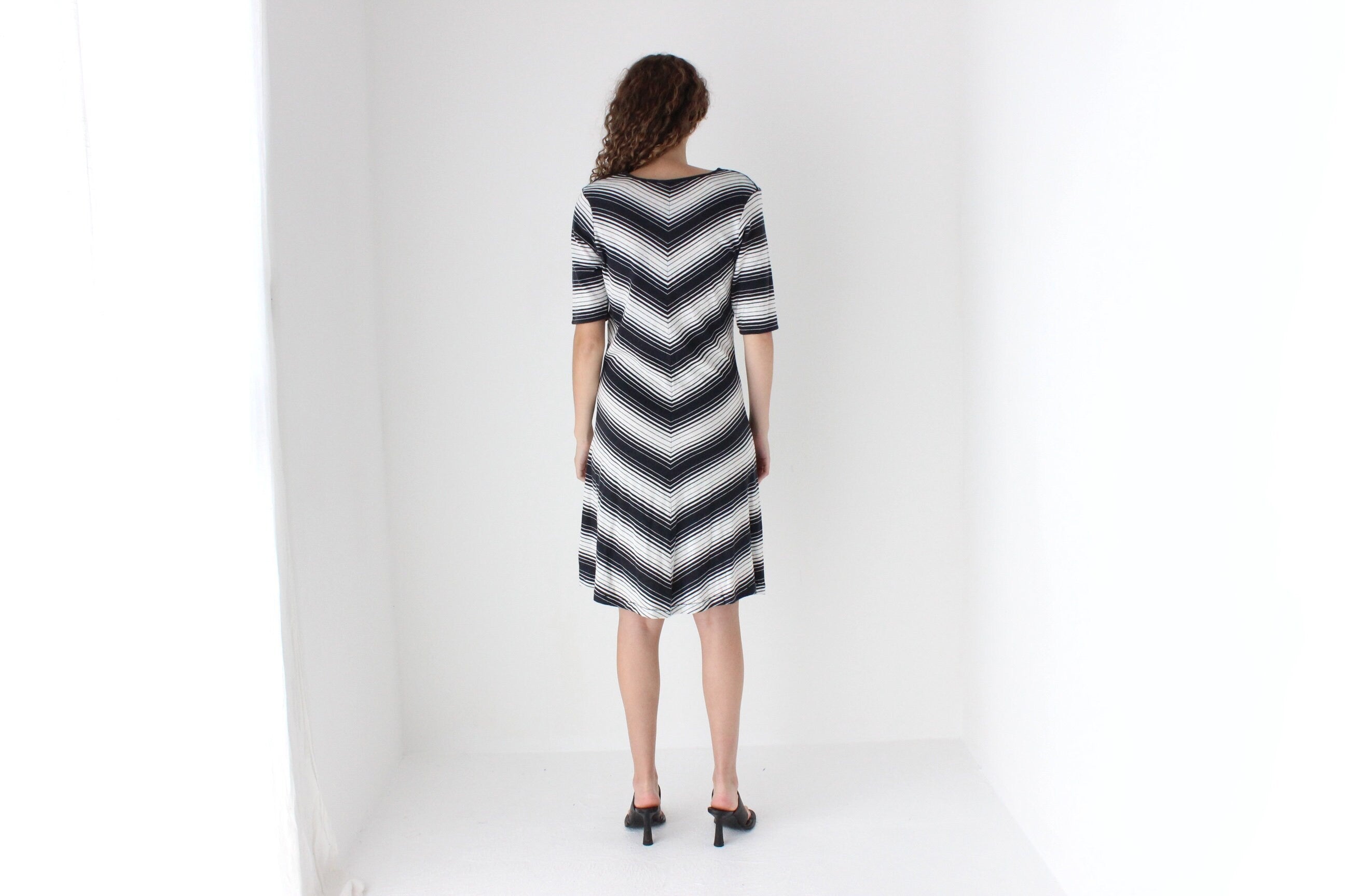 90s Chevron Knit Easy Wearing Midi Dress