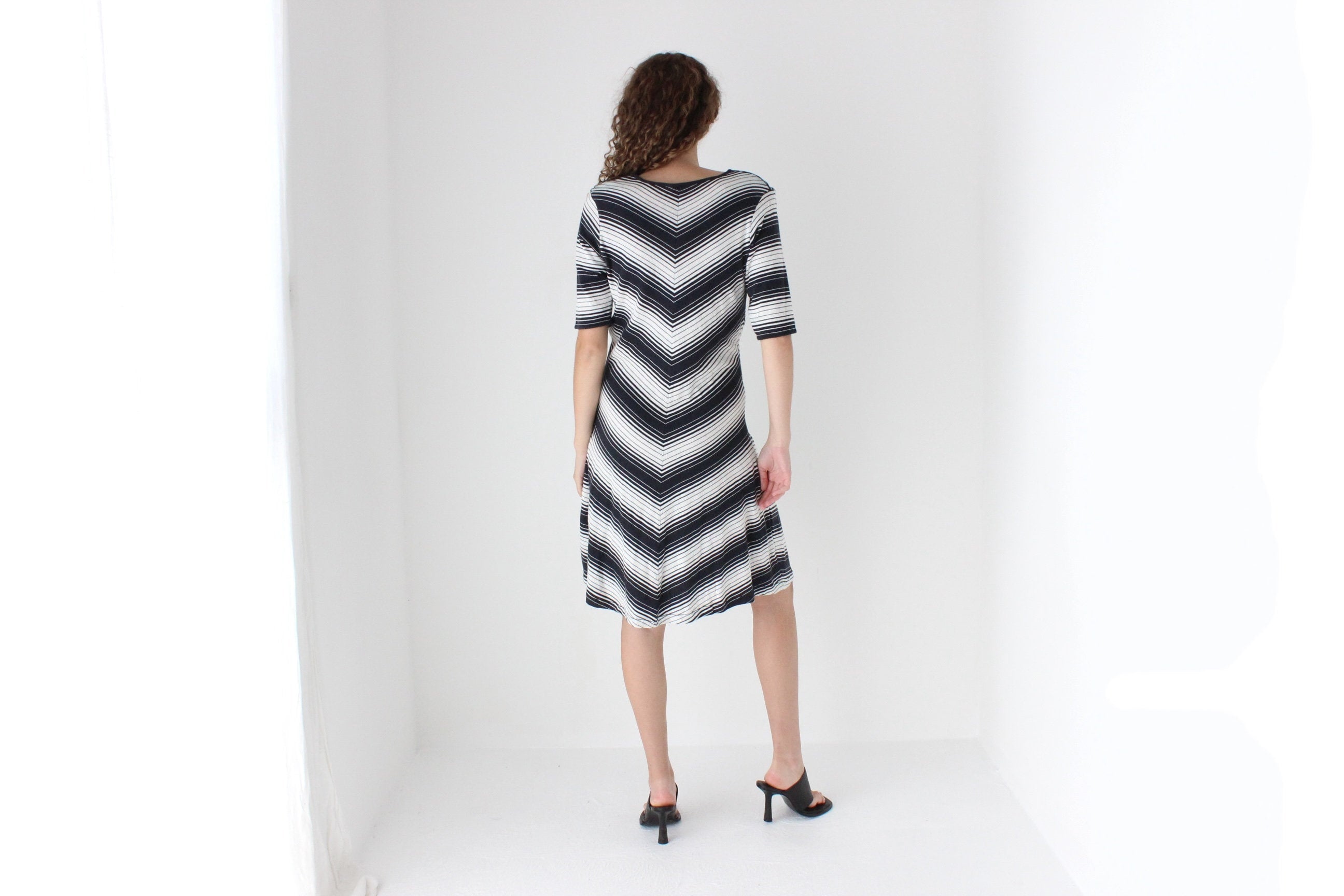 90s Chevron Knit Easy Wearing Midi Dress