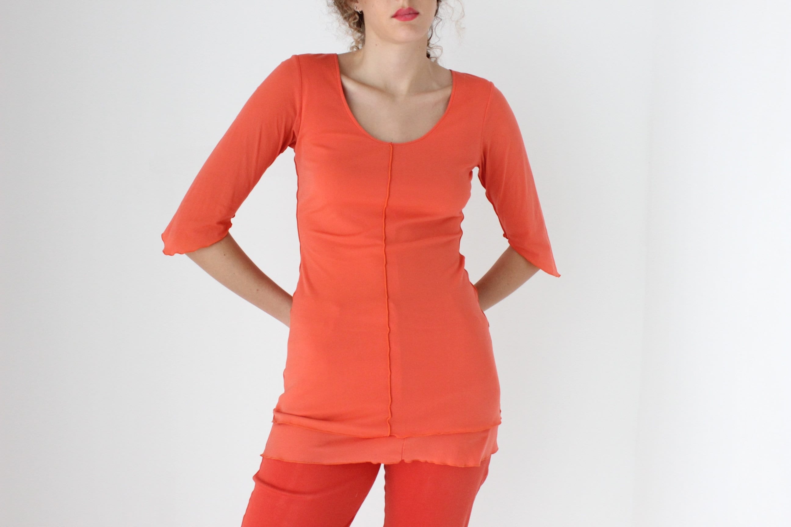 Y2K Funky Orange Mesh Scoop Neck Top or Mini