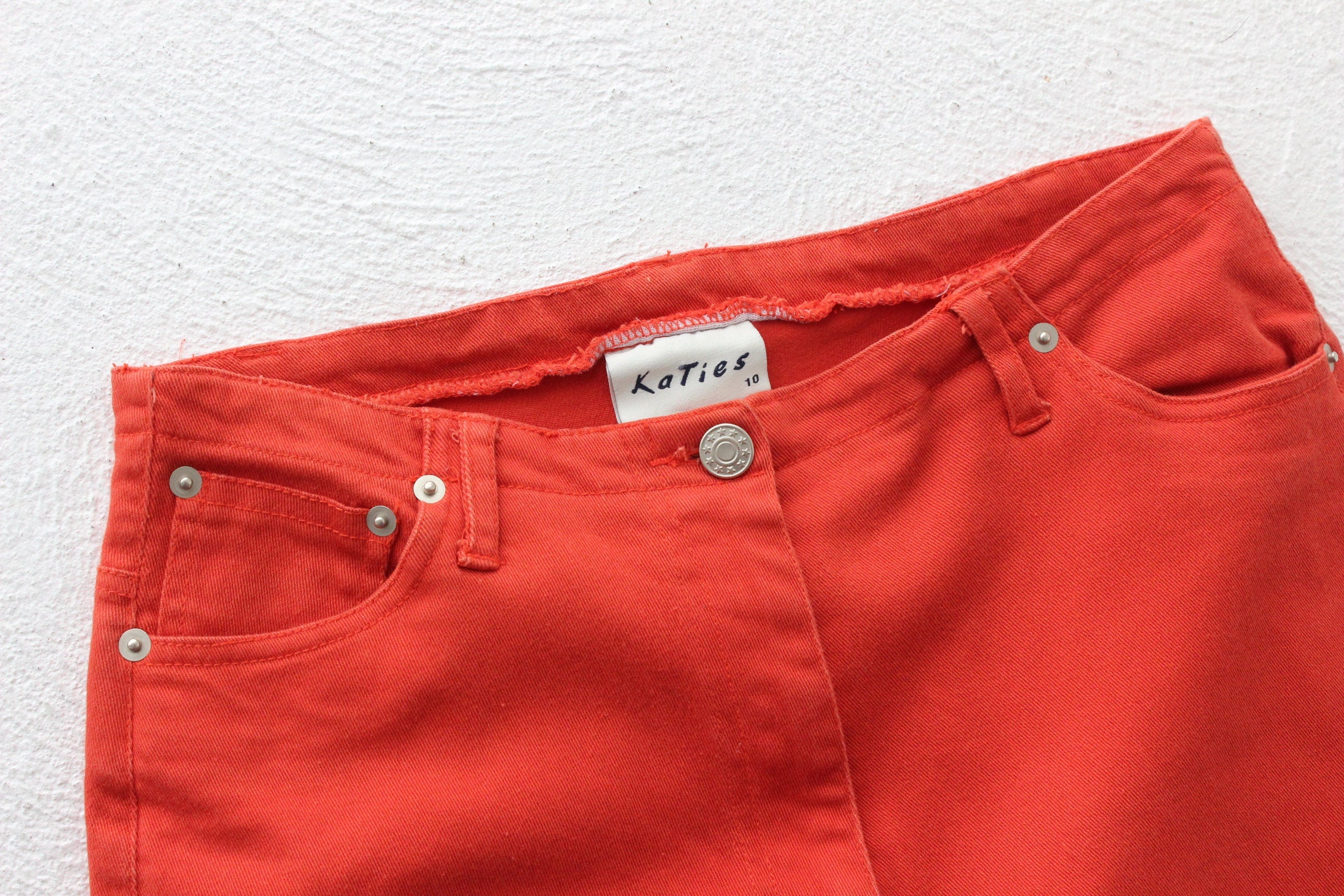 90s Rust Orange Stretch Cropped Denim Jeans