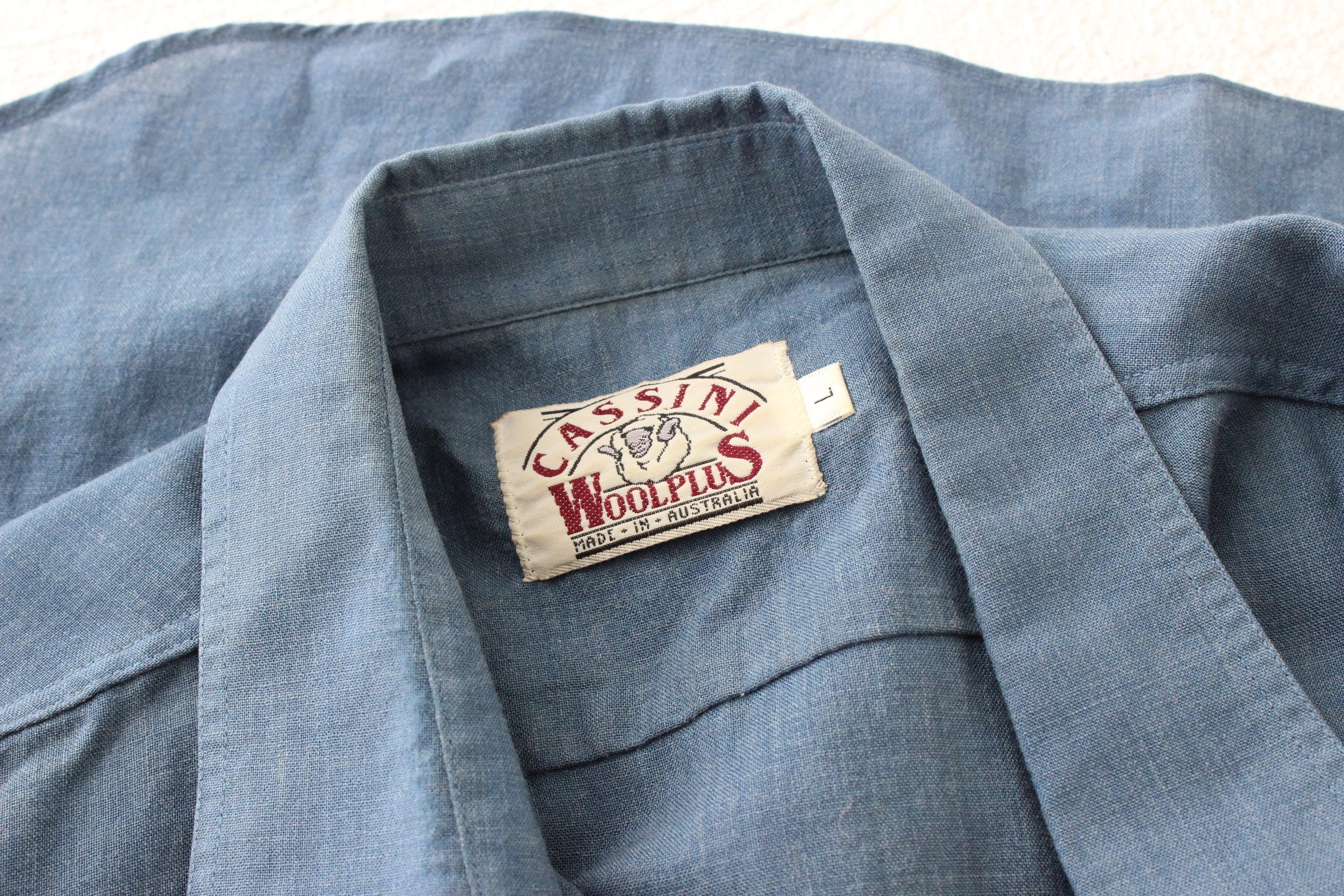 80s Relaxed Wool Blend Oversized Shirt in Denim Blue