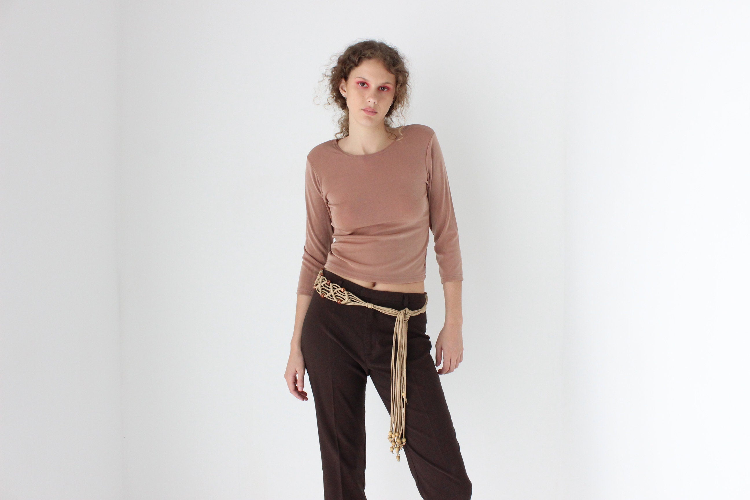 90s Neutral Second Skin Stretch Top