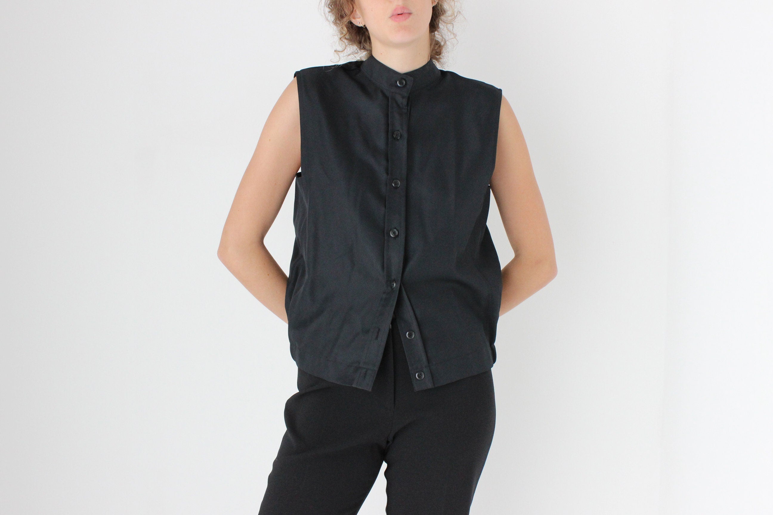90s Unusual Business/Casual Button Front Waistcoat Top