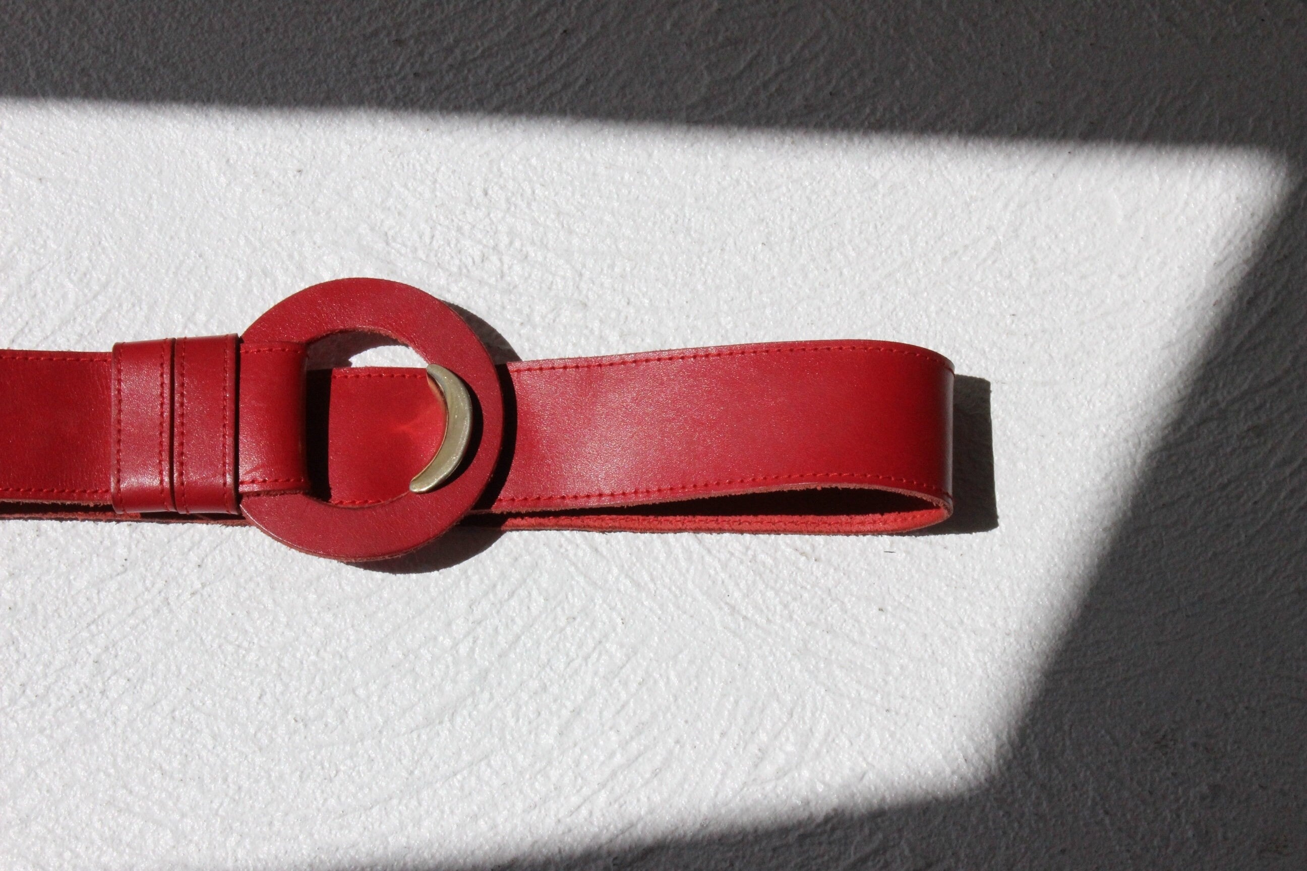 Vintage 80s Red Leather Sling Belt